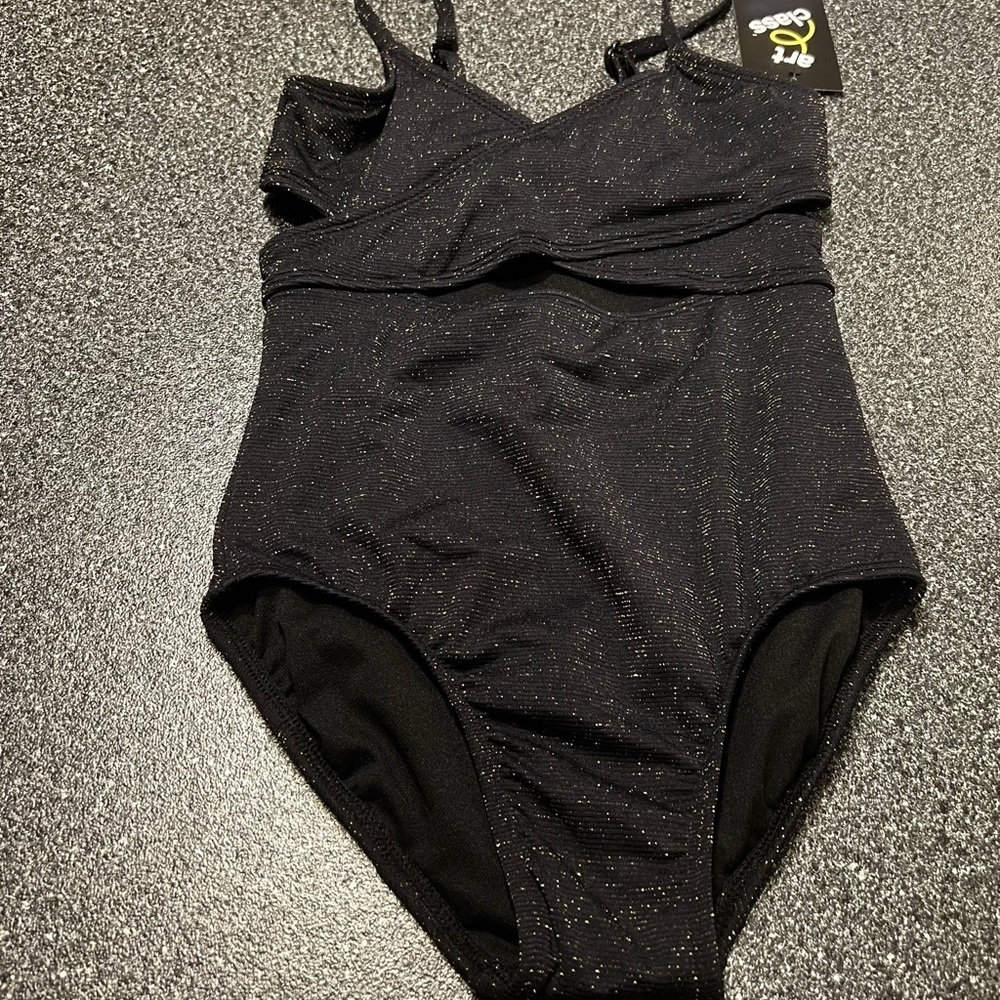 NWT Art & Class Girl One Piece Black Glitter Swimsuit M (8) - Picture 4 of 7